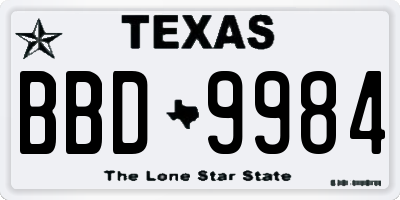 TX license plate BBD9984