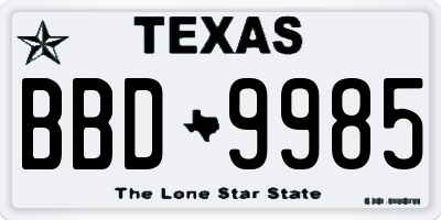 TX license plate BBD9985