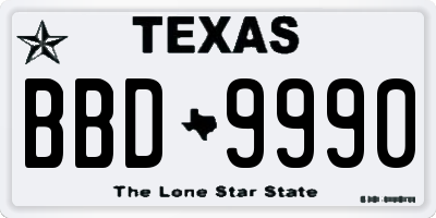TX license plate BBD9990