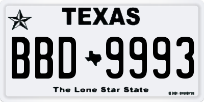 TX license plate BBD9993