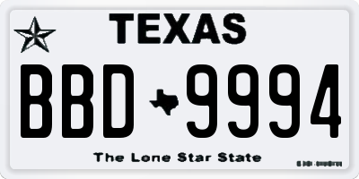 TX license plate BBD9994