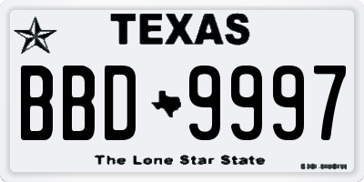 TX license plate BBD9997
