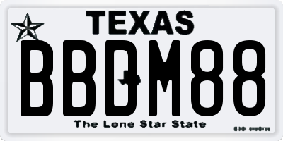 TX license plate BBDM88