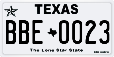 TX license plate BBE0023