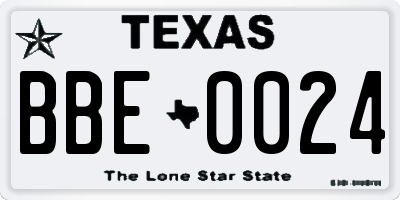 TX license plate BBE0024