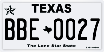 TX license plate BBE0027