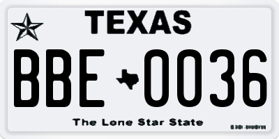 TX license plate BBE0036