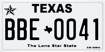 TX license plate BBE0041