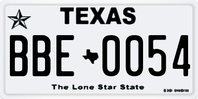 TX license plate BBE0054