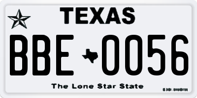TX license plate BBE0056