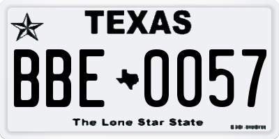 TX license plate BBE0057