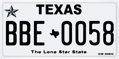 TX license plate BBE0058