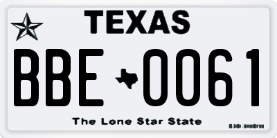 TX license plate BBE0061