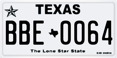 TX license plate BBE0064