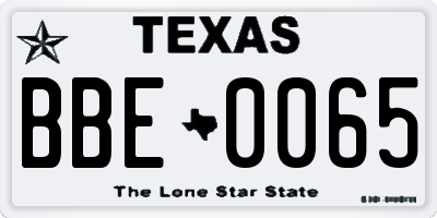 TX license plate BBE0065