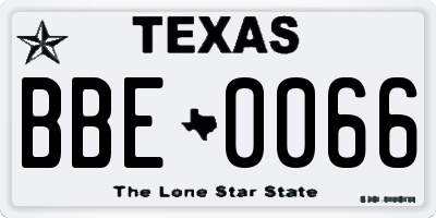 TX license plate BBE0066