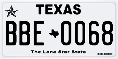 TX license plate BBE0068