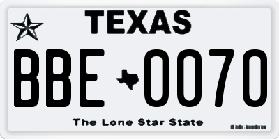 TX license plate BBE0070