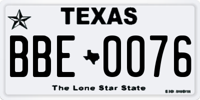 TX license plate BBE0076