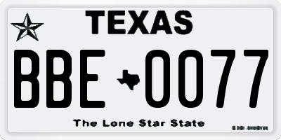 TX license plate BBE0077