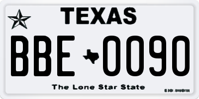 TX license plate BBE0090