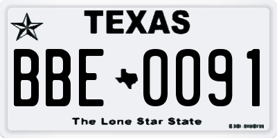 TX license plate BBE0091
