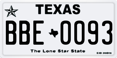 TX license plate BBE0093