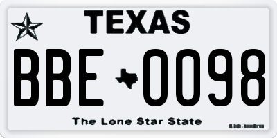 TX license plate BBE0098