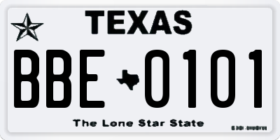 TX license plate BBE0101