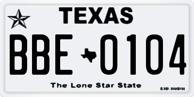 TX license plate BBE0104