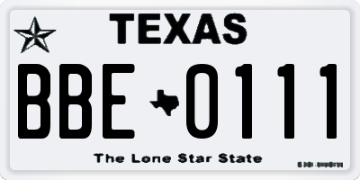 TX license plate BBE0111