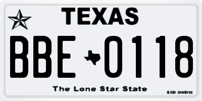 TX license plate BBE0118