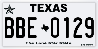 TX license plate BBE0129