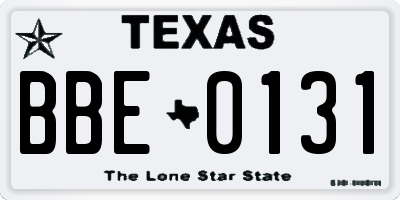 TX license plate BBE0131