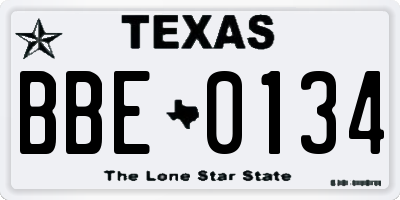 TX license plate BBE0134