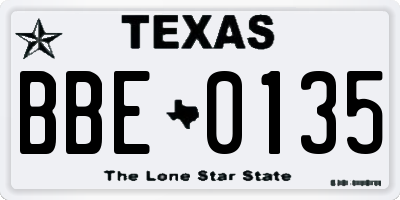 TX license plate BBE0135