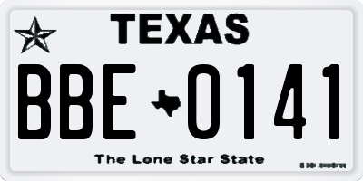 TX license plate BBE0141