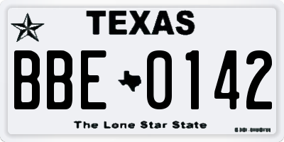 TX license plate BBE0142