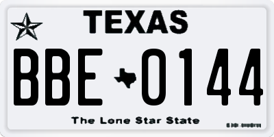TX license plate BBE0144