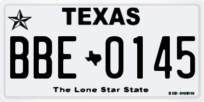 TX license plate BBE0145