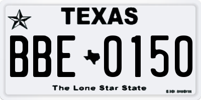 TX license plate BBE0150