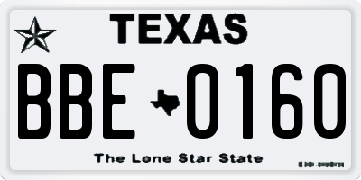 TX license plate BBE0160