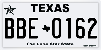 TX license plate BBE0162