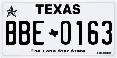 TX license plate BBE0163