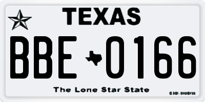 TX license plate BBE0166