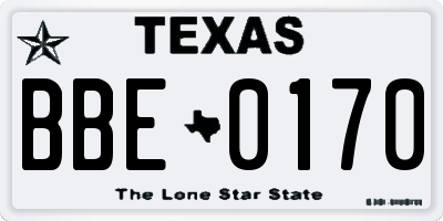 TX license plate BBE0170