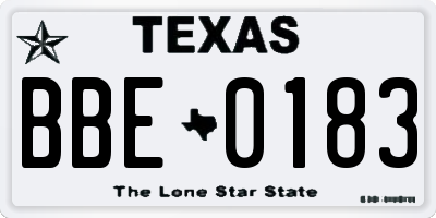 TX license plate BBE0183