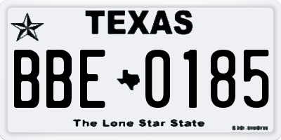 TX license plate BBE0185