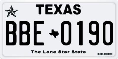 TX license plate BBE0190