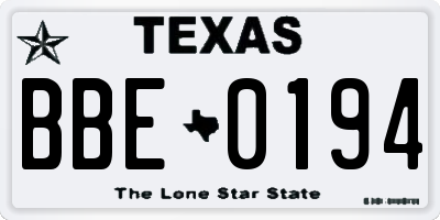 TX license plate BBE0194